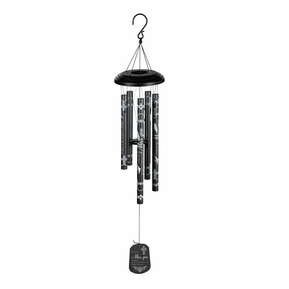 Plow & Hearth Avria Hand-Tuned Wind Chime, Metal, "Miss You", 42"