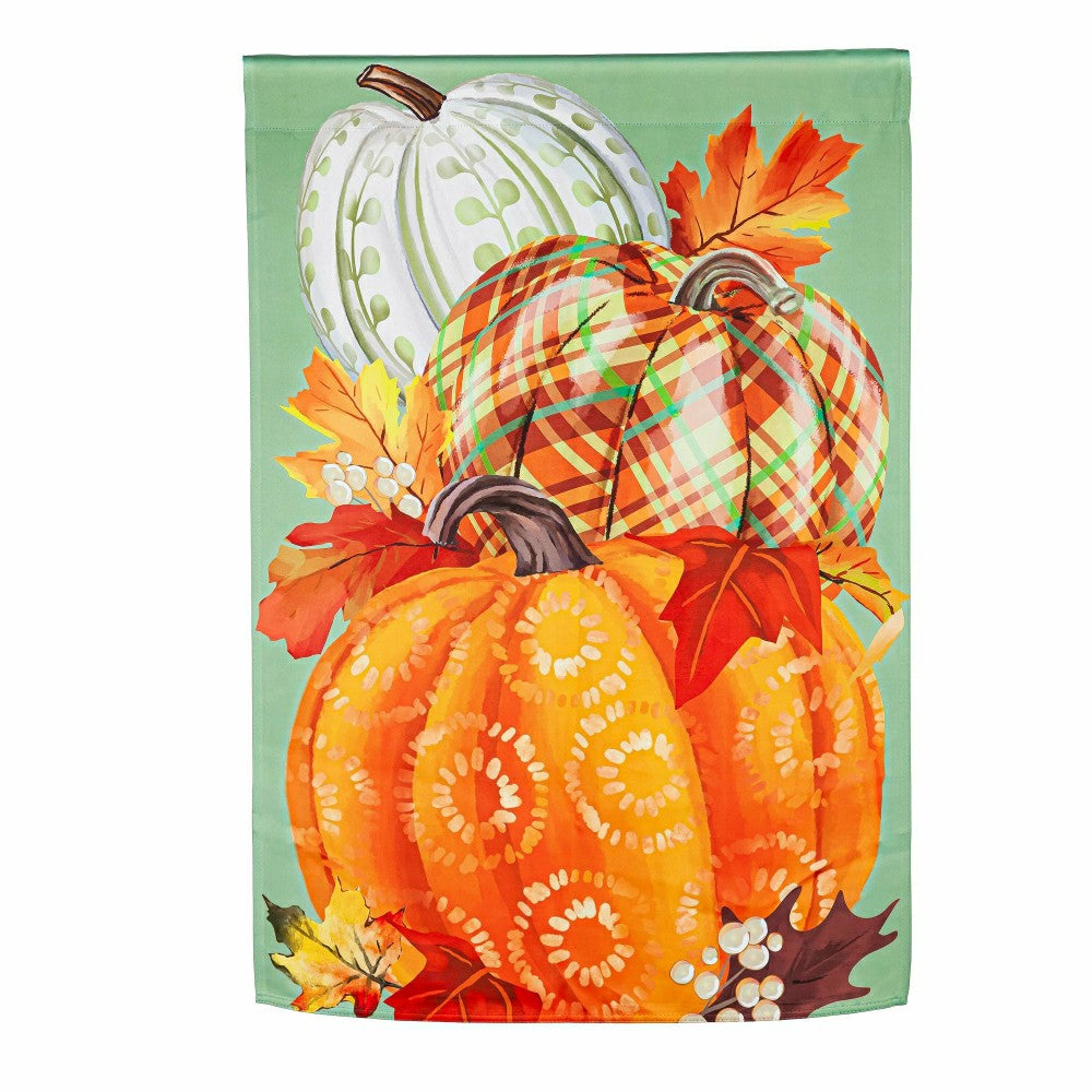 Plow & Hearth Painted Fall Pumpkins Suede House Flag