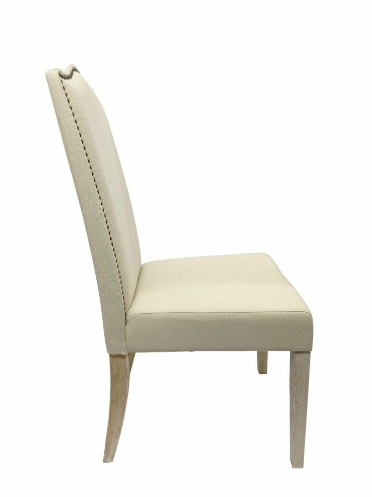 Plow & Hearth Romero Parson Linen Upholstery Chair, Natural Driftwood