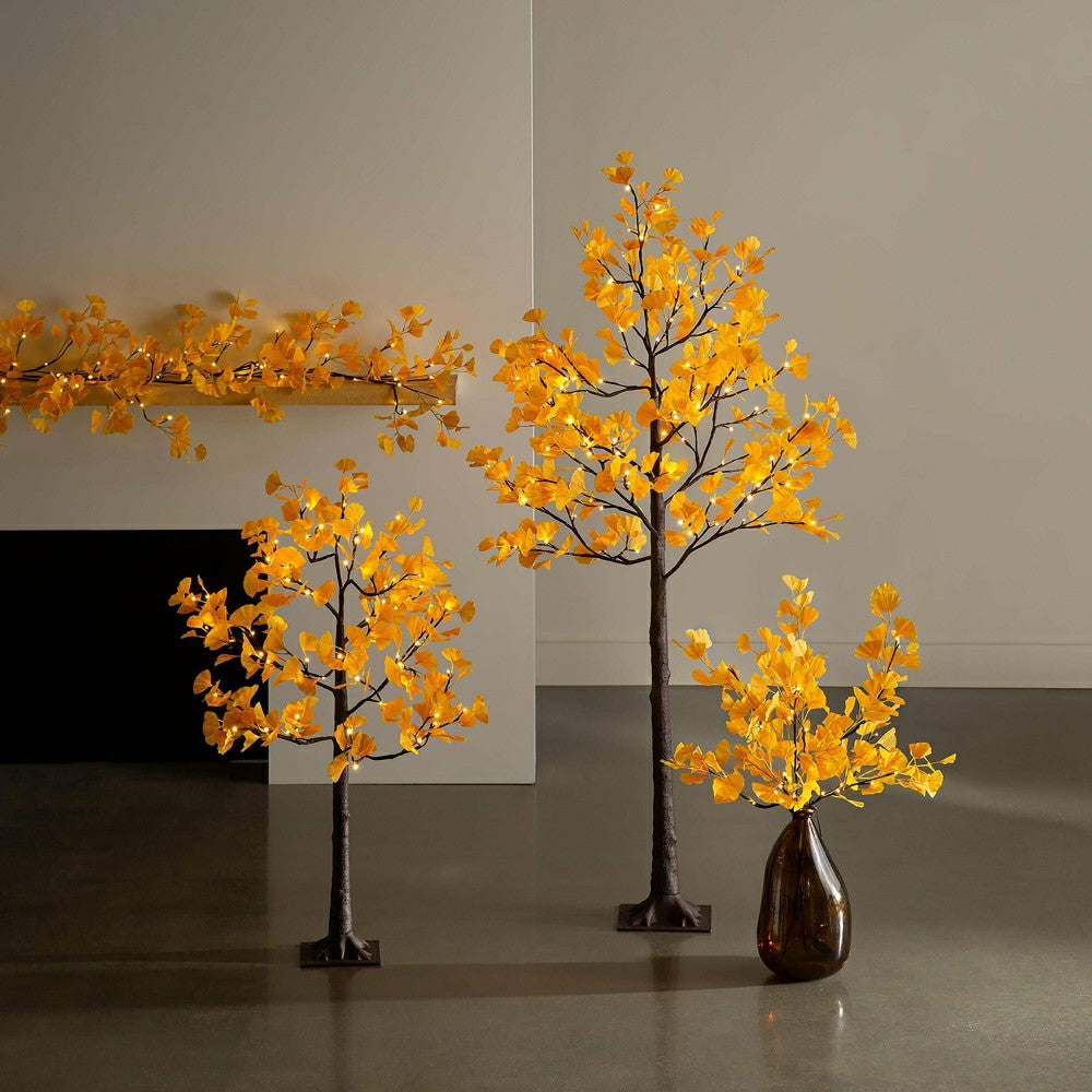 Plow & Hearth 4'H Indoor/Outdoor Electric Lighted Yellow Gingko Tree