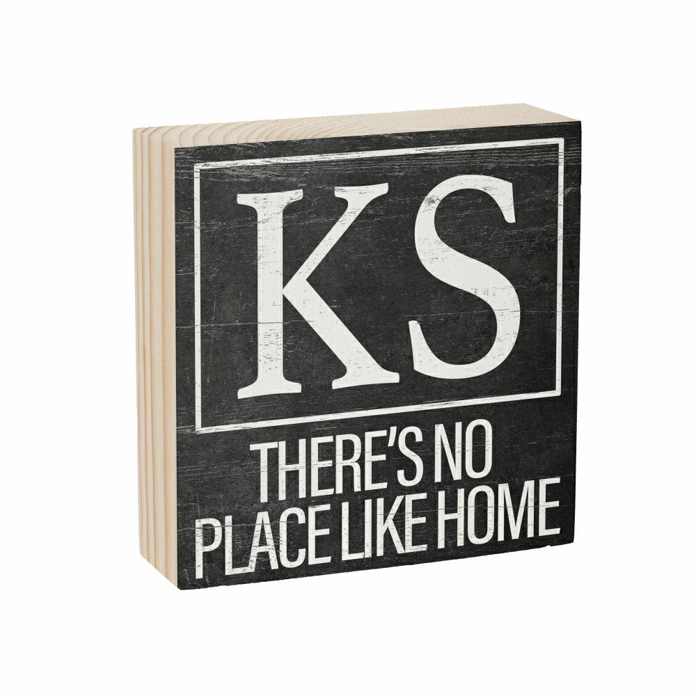 Plow & Hearth State Sign Wood Block Kansas 6"x6"
