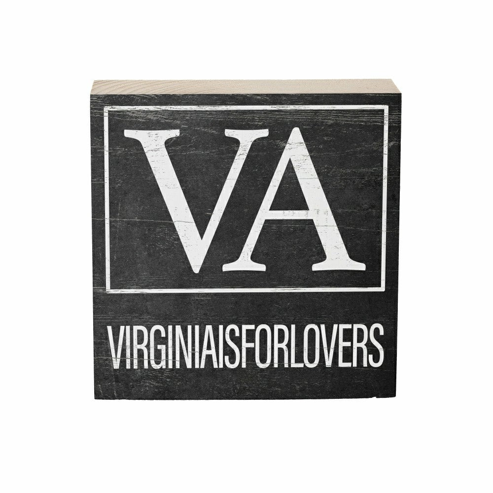 Plow & Hearth State Sign Wood Block Virginia 6"x6"