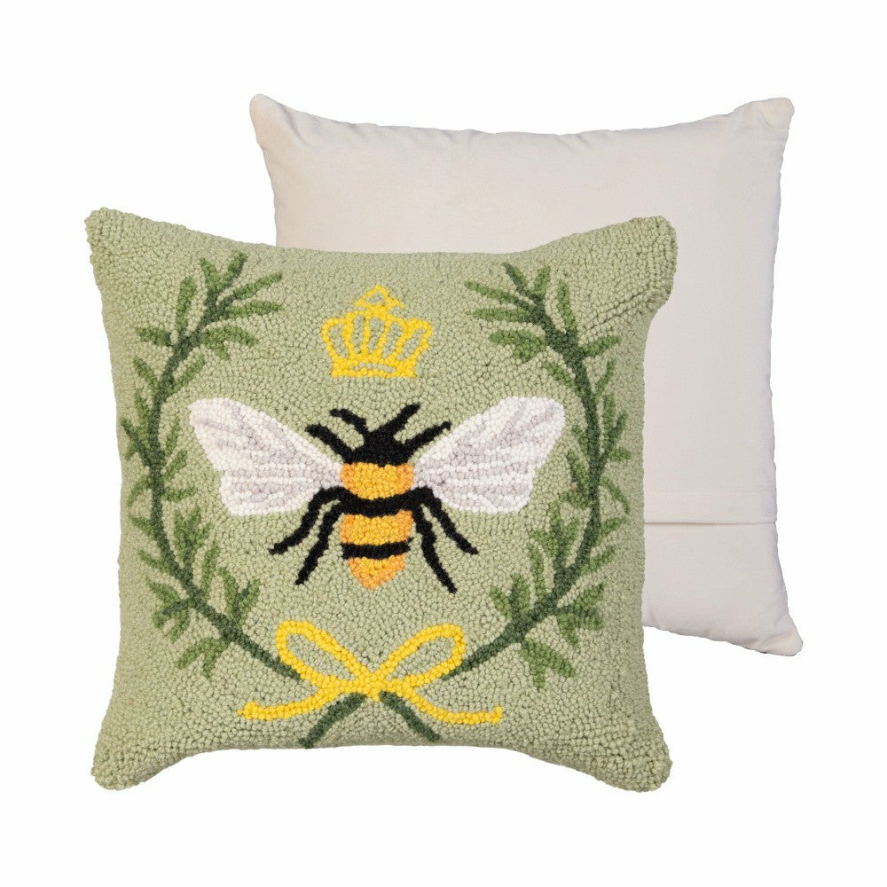 Plow & Hearth Queen Bee Hooked Pillow