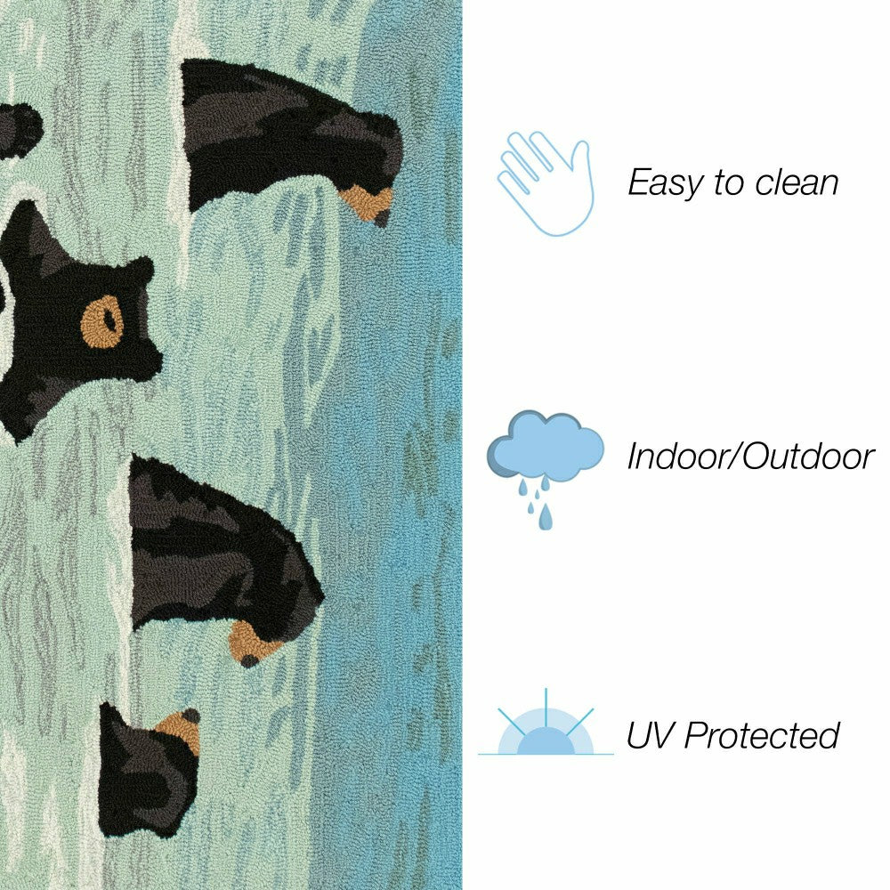 Plow & Hearth Bathing Bears Indoor/Outdoor Rug