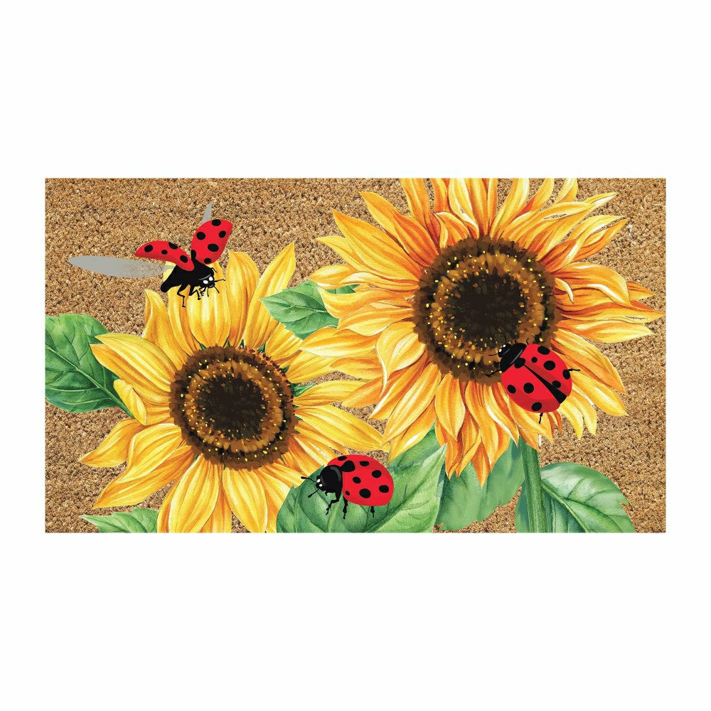Plow & Hearth Sunflower Ladybugs Coir Mat
