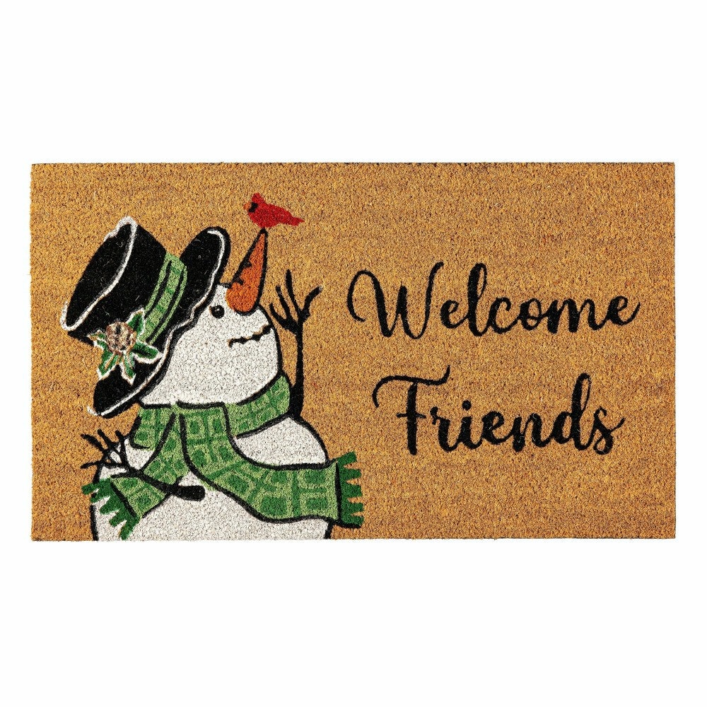 Plow & Hearth Snowman and Chickadee Coir Mat Coir Mat
