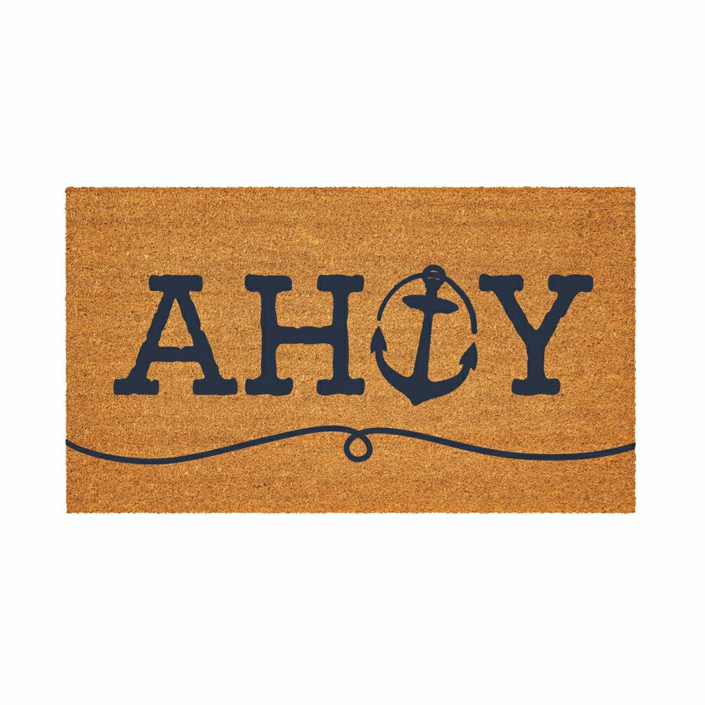 Plow & Hearth Coastal Coir Mat Ahoy Anchor 28x16"