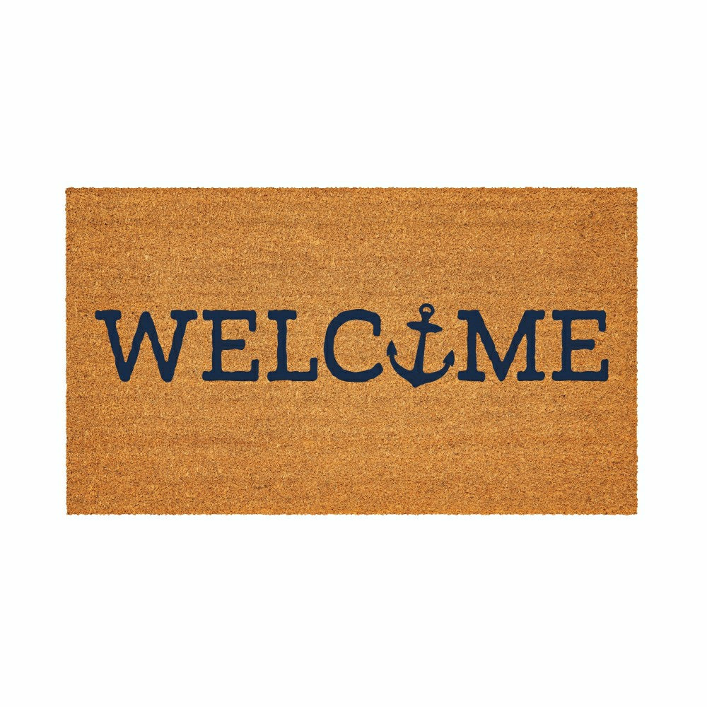 Plow & Hearth Coastal Coir Mat Welcome Anchor 28x16"