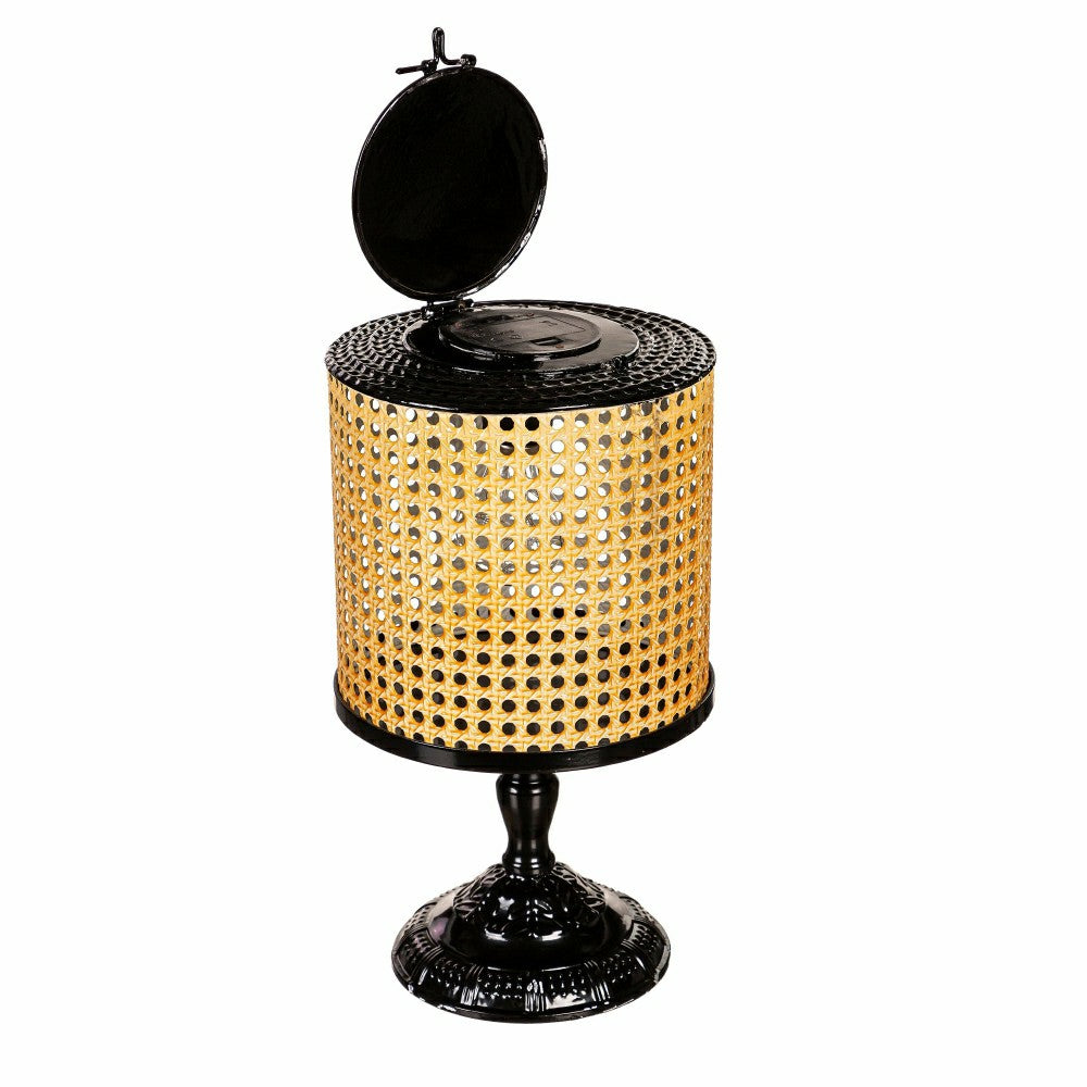 Plow & Hearth LED Table Top Lantern, Faux Cane