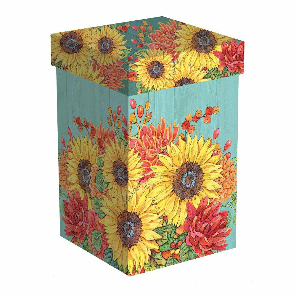 Plow & Hearth Ceramic Perfect Travel Cup, 17oz, w/ Gift Box, Sunflower Bouquets