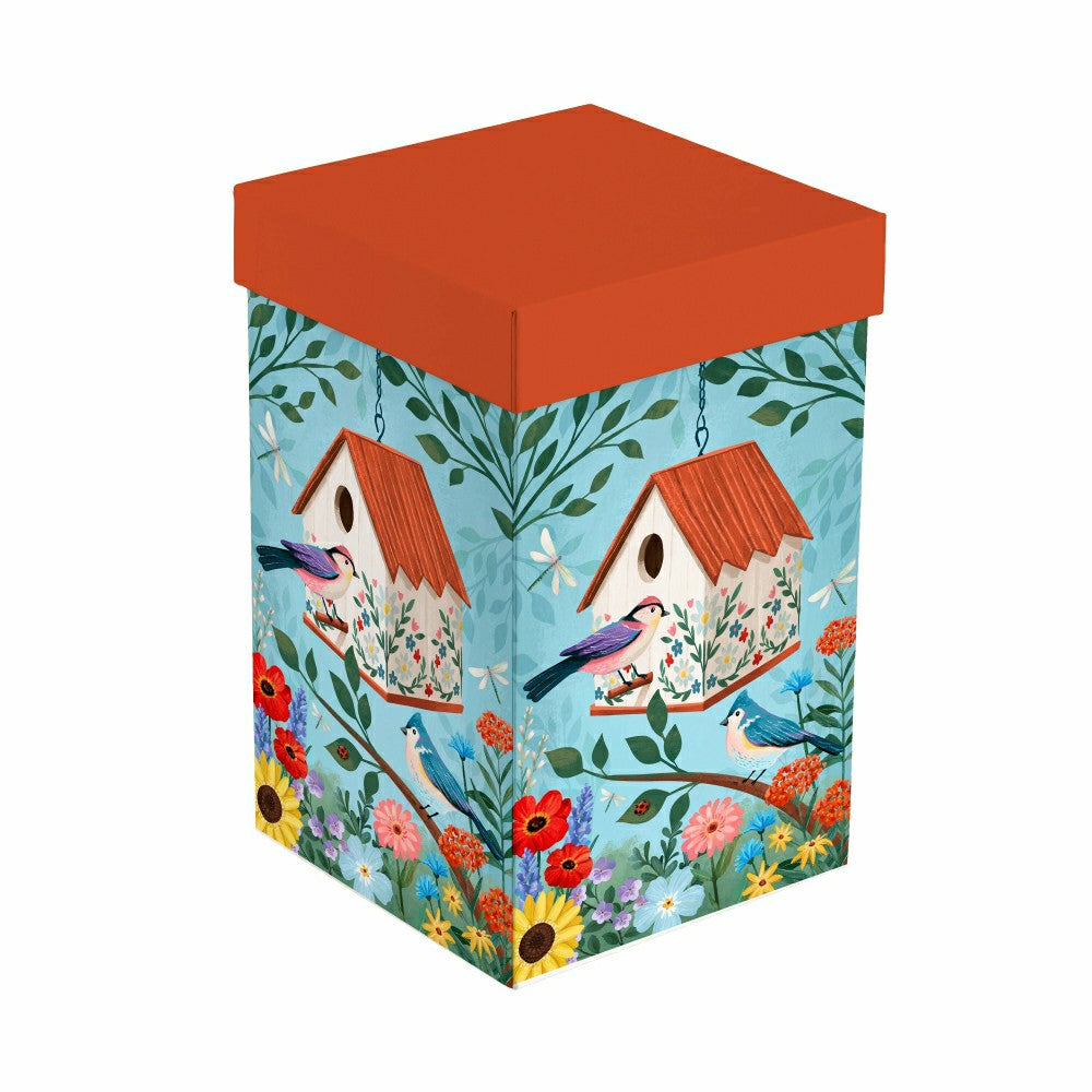 Plow & Hearth Cottage Garden Travel Cup Ceramic Perfect Cup, Birdhouse, 17oz, Gift B