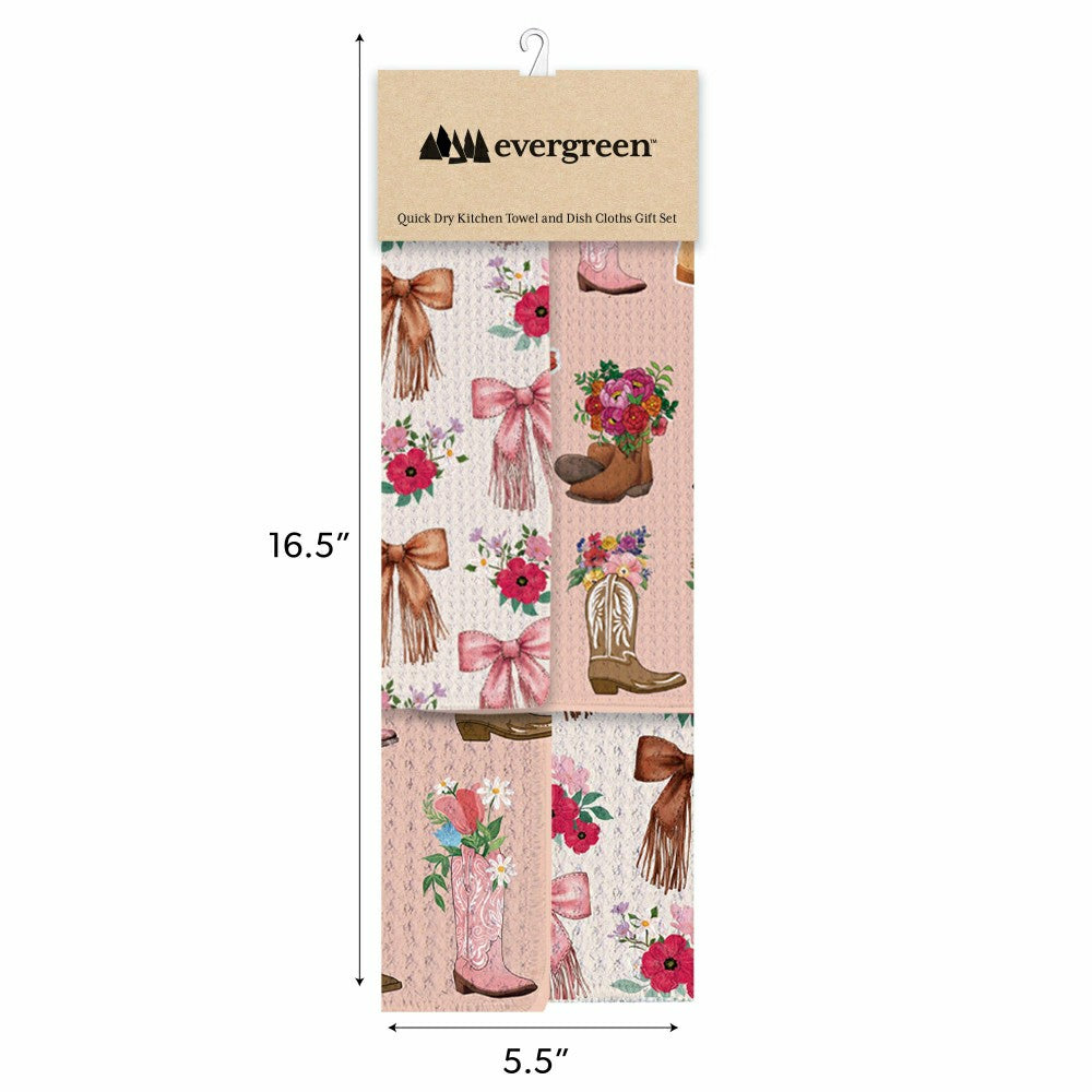 Plow & Hearth Quick Dry 1pc Kitchen Towel and 2pc Dish Cloth Kitchen Gift Set