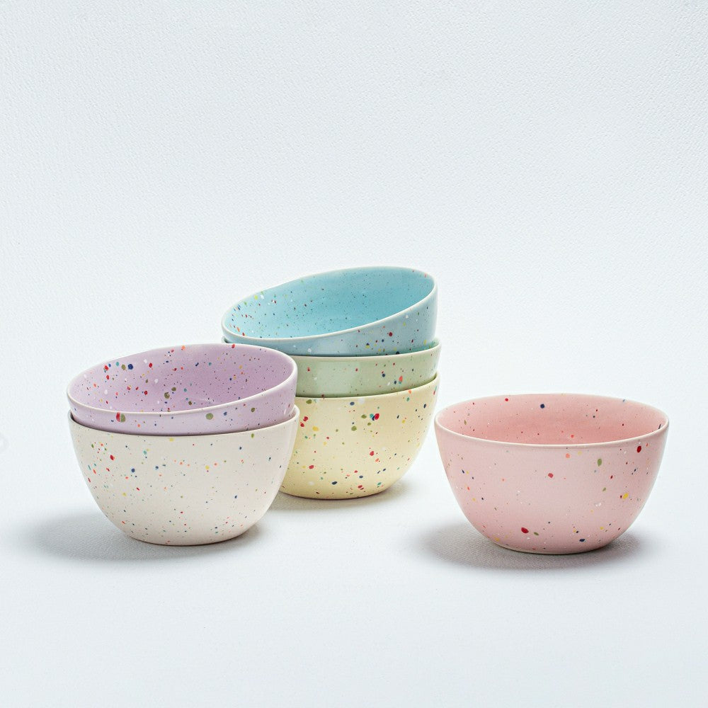 Plow & Hearth White Stoneware Ceramic Bowls, 6.3", Set of 6