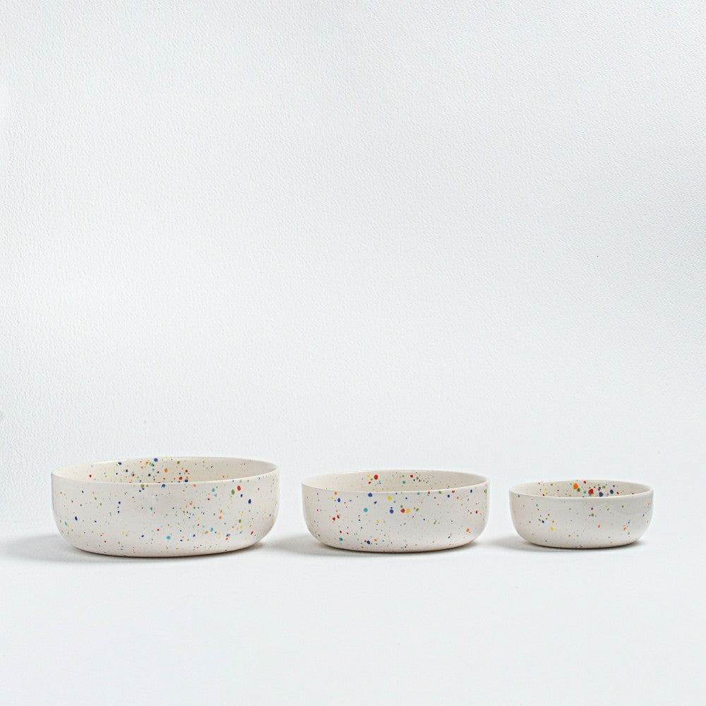 Plow & Hearth White Stoneware Ceramic Big Bowls, Set of 6