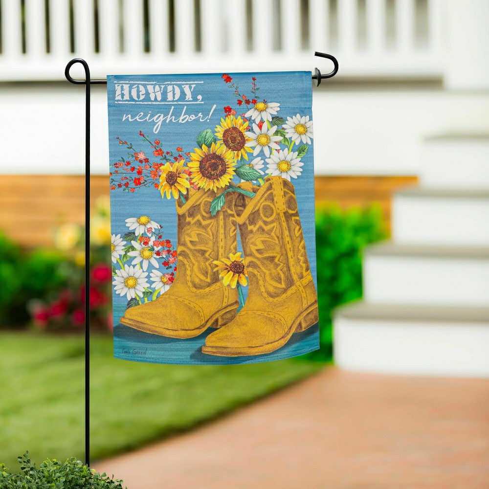 Plow & Hearth Western Boots Suede Garden Flag