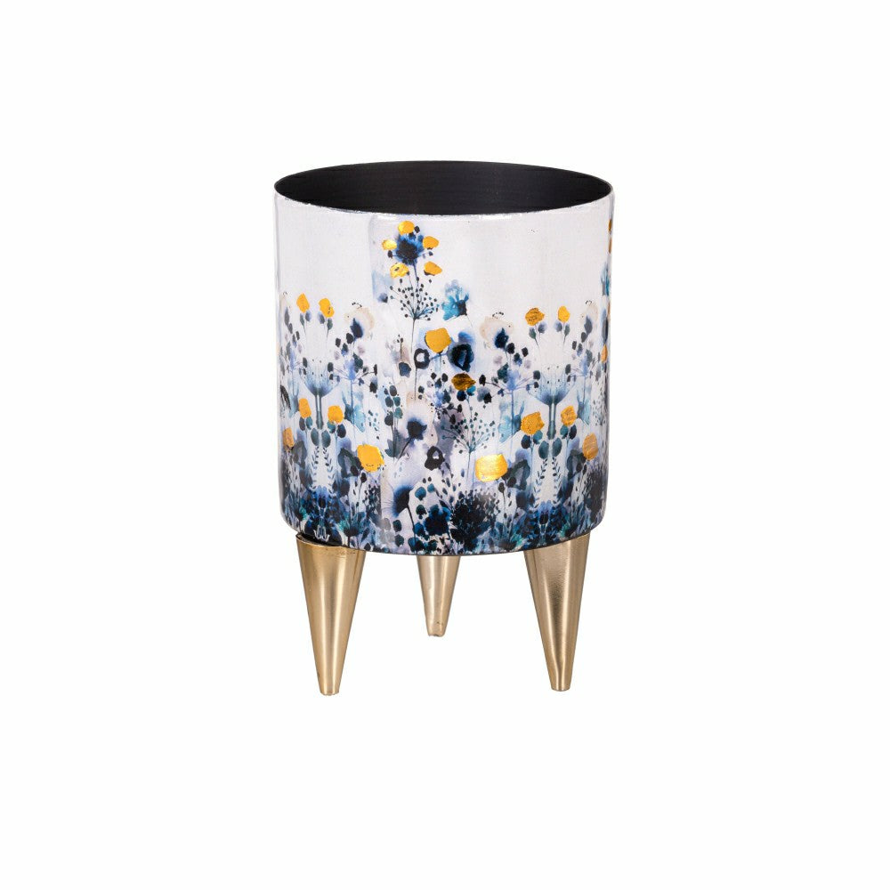 Plow & Hearth VivaStyle Gilded Meadow Planter with Gold Feet, Planter with Stand, Se