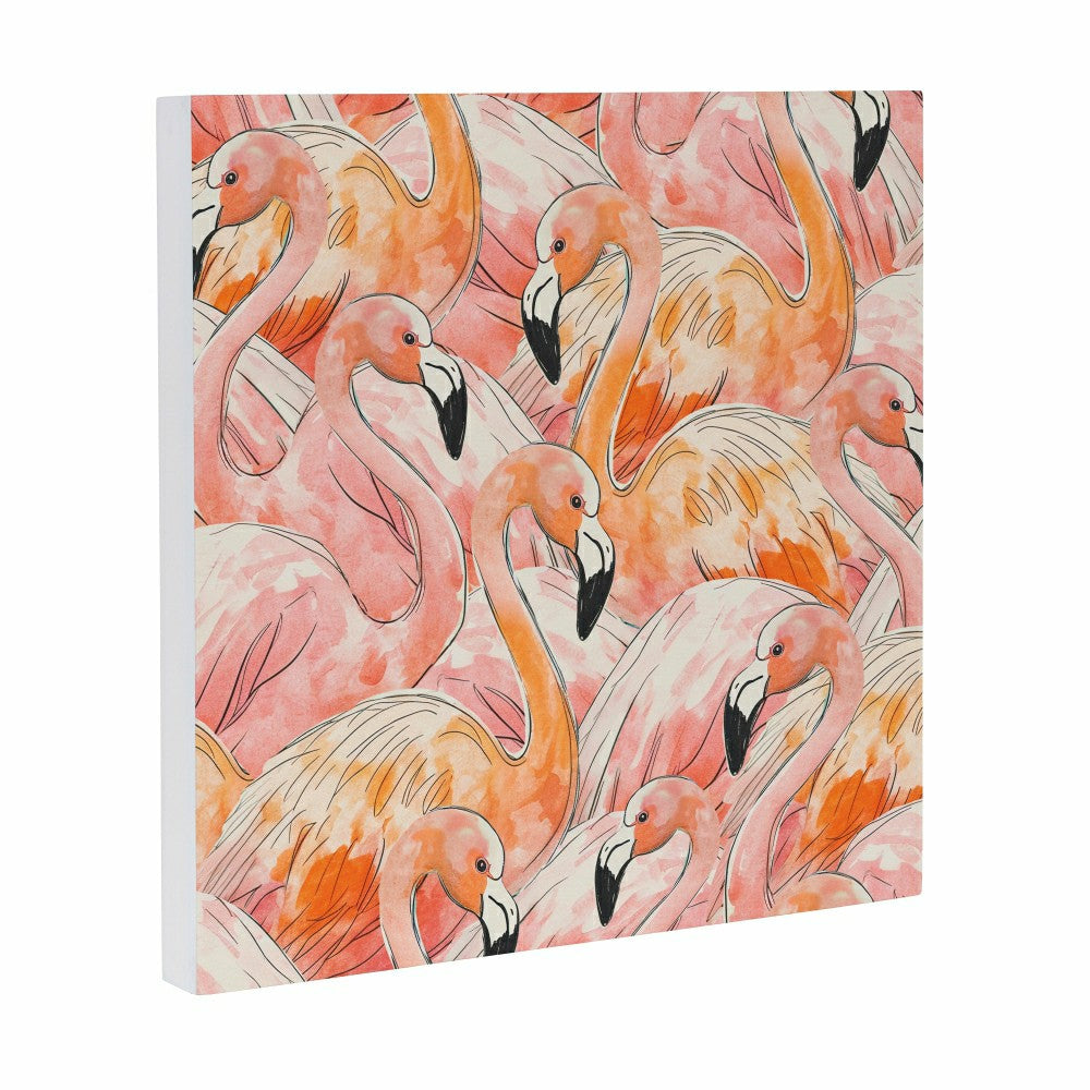 Plow & Hearth Palm Beach Flamingo Indoor Wall Décor, Wood, 12"x12"