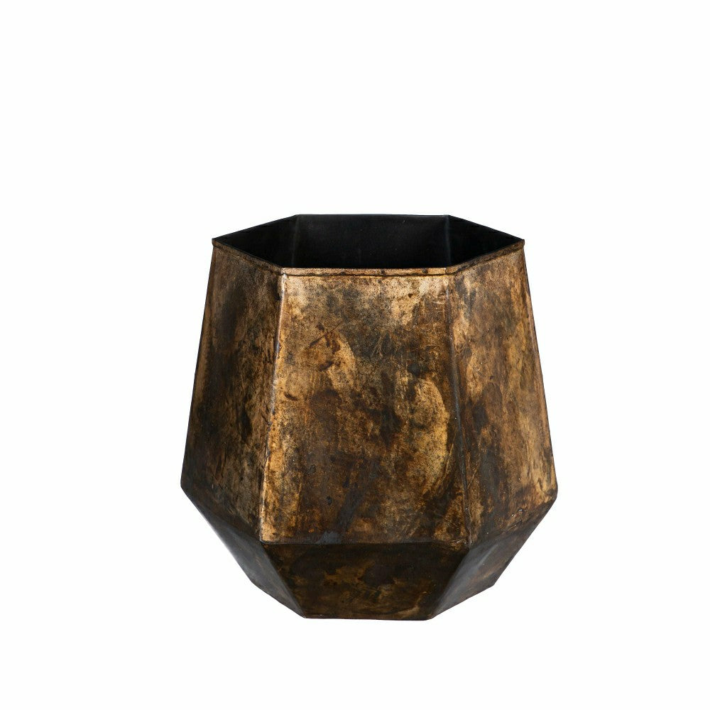 Plow & Hearth Hexagon Metal Planter, Nested Set of 2
