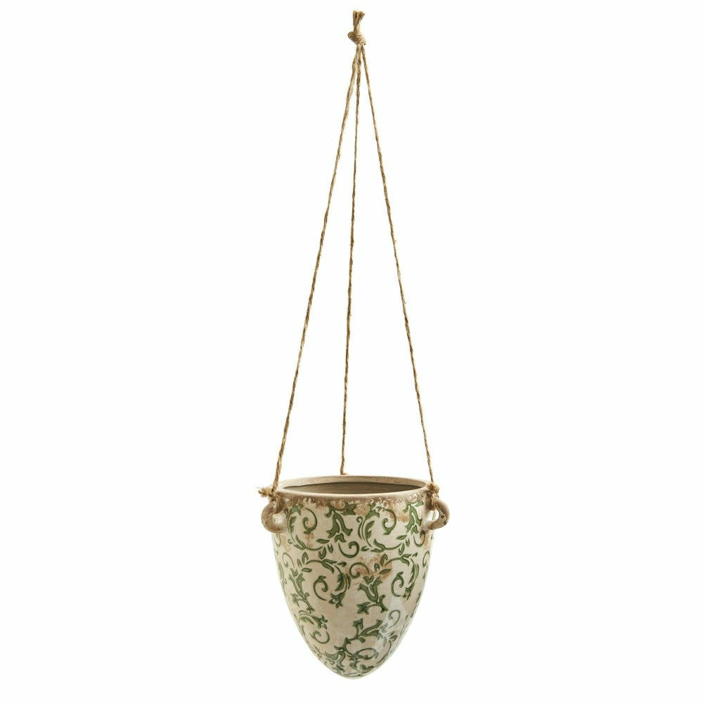 Plow & Hearth 2’ Tuscan Hanging Ceramic Scroll Planter