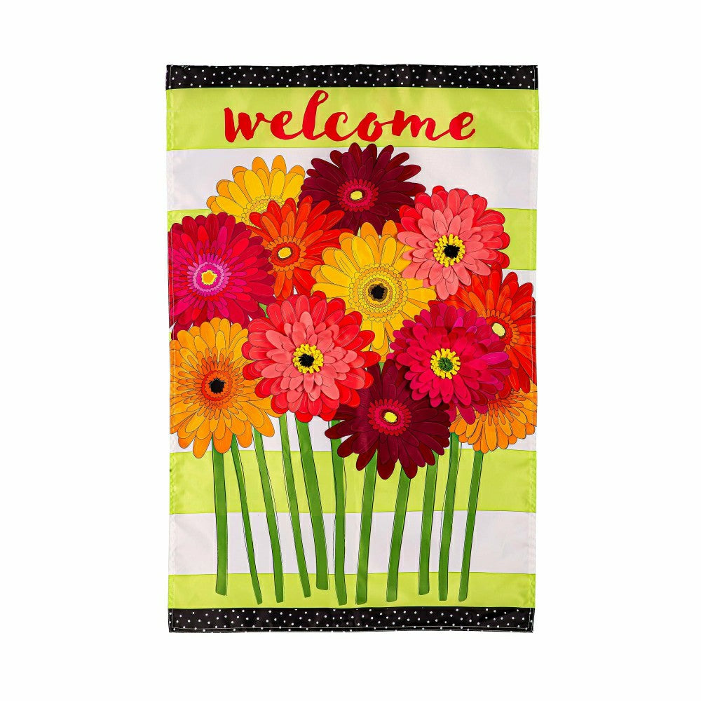 Plow & Hearth Gerbera Daisies Bouquet Applique House Flag