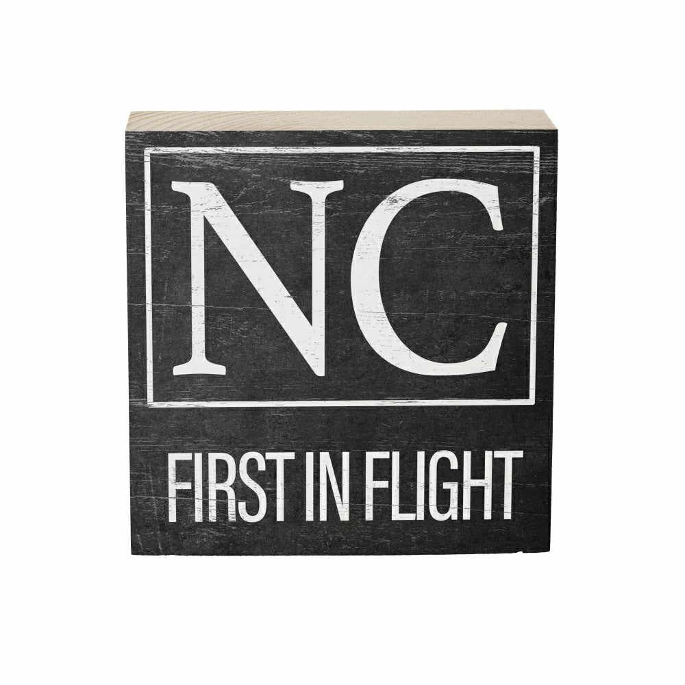 Plow & Hearth State Sign Wood Block North Carolina 6"x6"