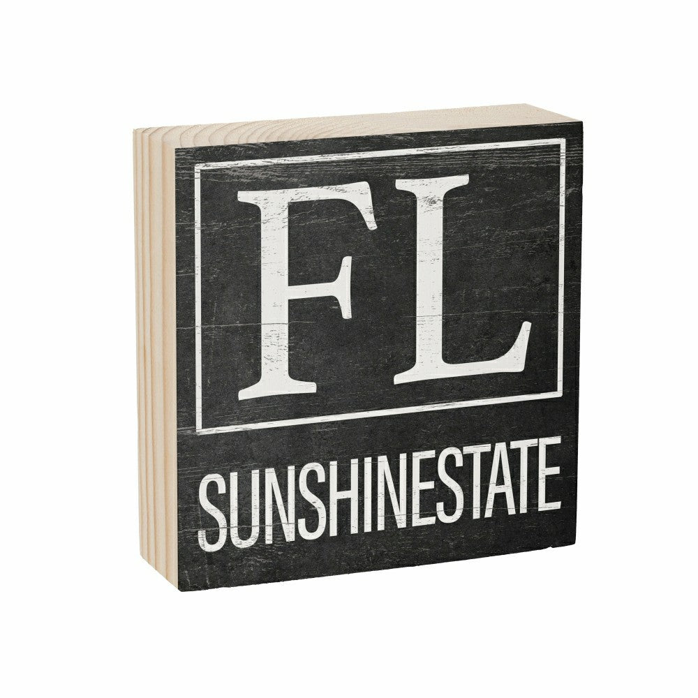 Plow & Hearth State Sign Wood Block Florida 6"x6"