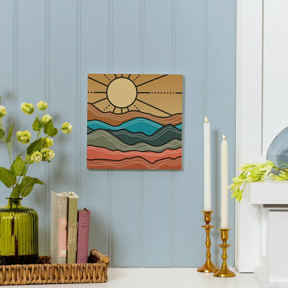 Plow & Hearth Southwest Sunrise Indoor Wall Décor, Wood, Landscape, 12"x12"
