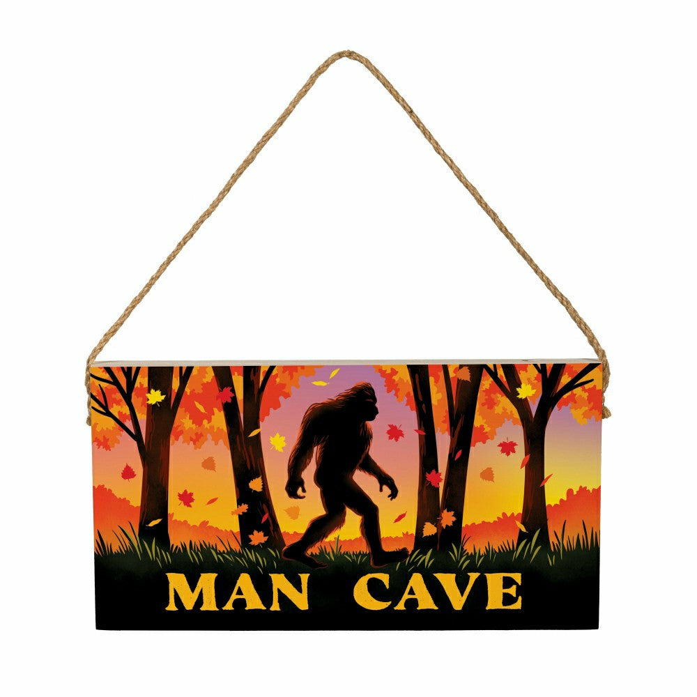 Plow & Hearth Harvest Bigfoot Hanging Sign, "MAN CAVE", 11"x6"