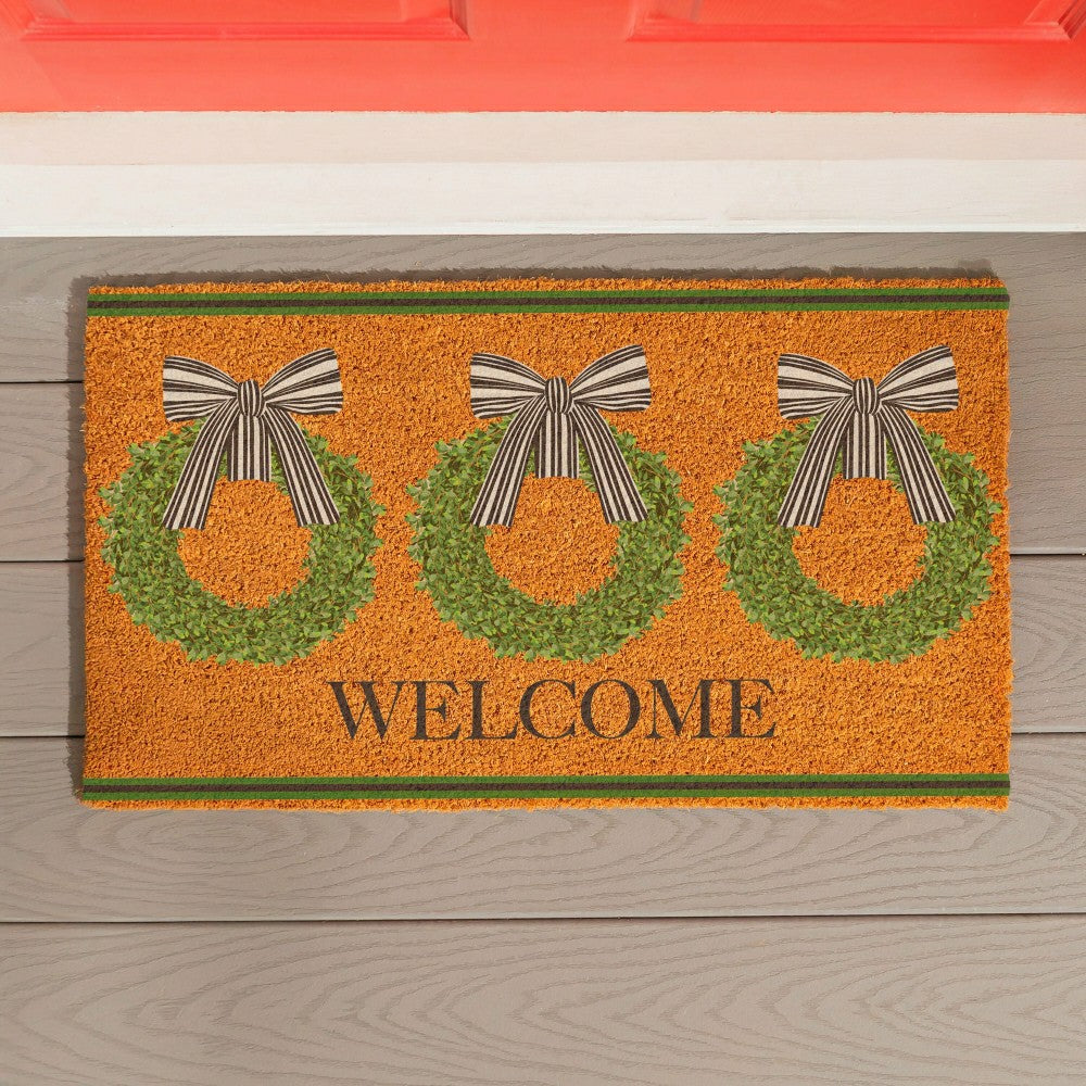 Plow & Hearth Boxwood Wreaths Coir Mat