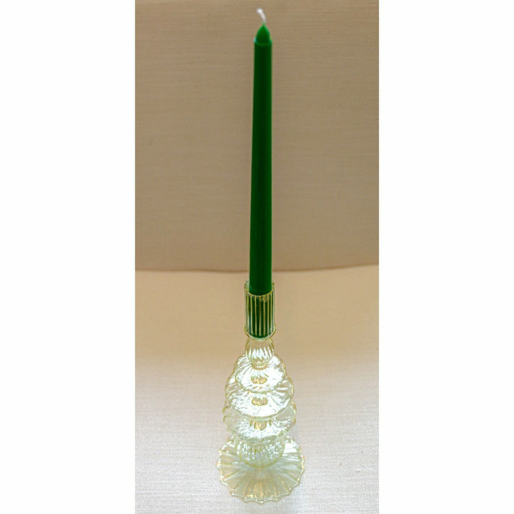 Plow & Hearth Buttercream Yellow Ribbed Candle Holder, Set of 2
