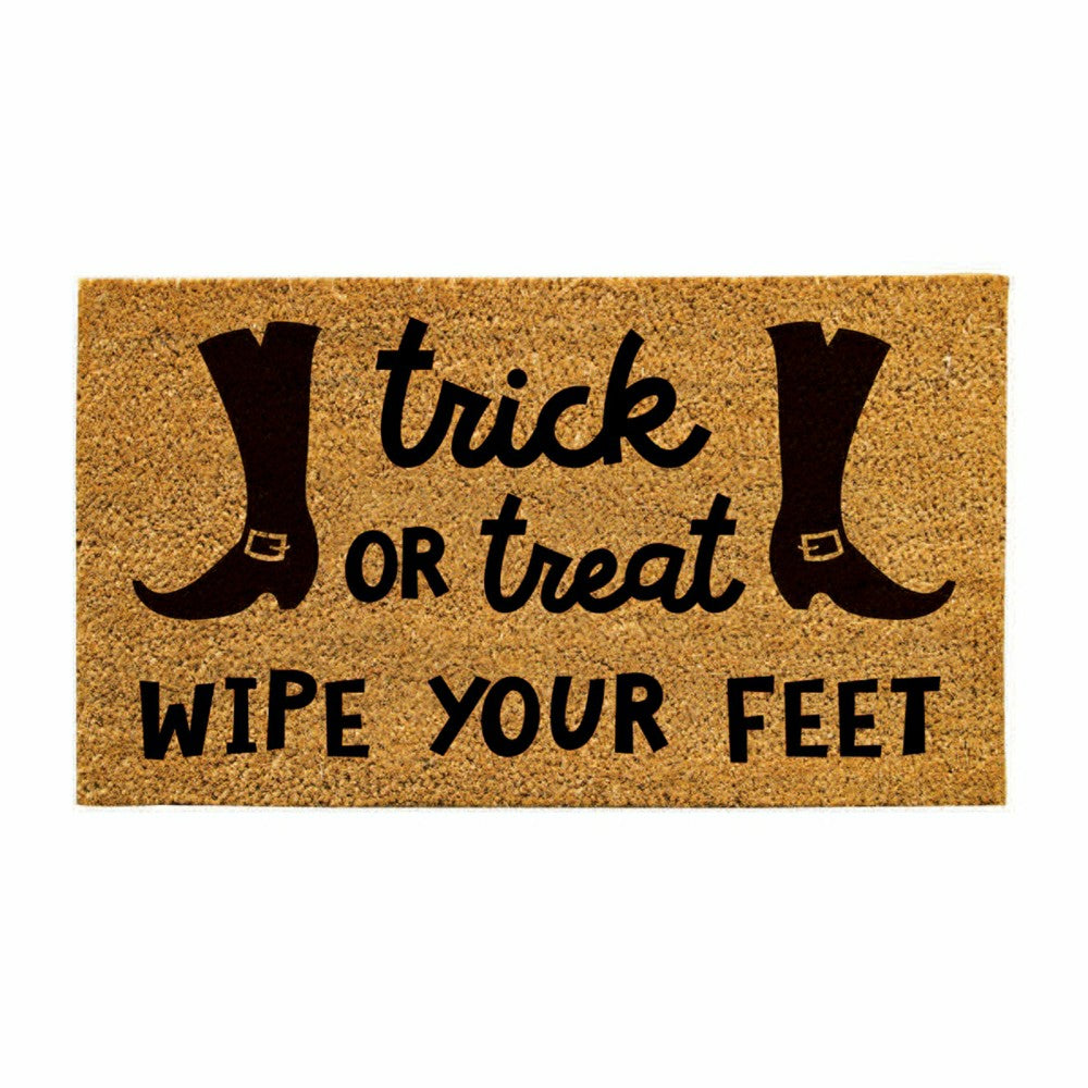 Plow & Hearth Trick or Treat Wipe Your Feet Coir Doormat, 28"x16"