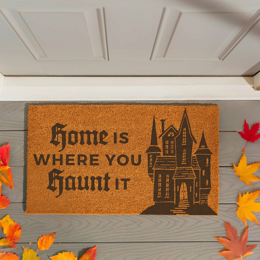 Plow & Hearth HALLOWEEN Coir Mat, "Home is WHERE YOU Haunt IT", 28"x16"