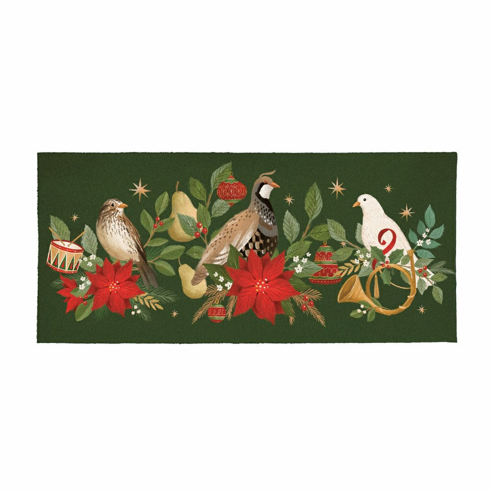 Plow & Hearth Flocked Coir Sassafras Switch Mat, ,Partridge,Bird,Goose,22"x10"