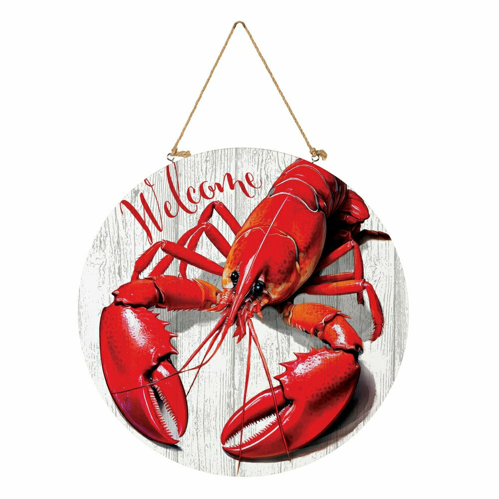 Plow & Hearth Coastal Door Décor Welcome Lobster 18"