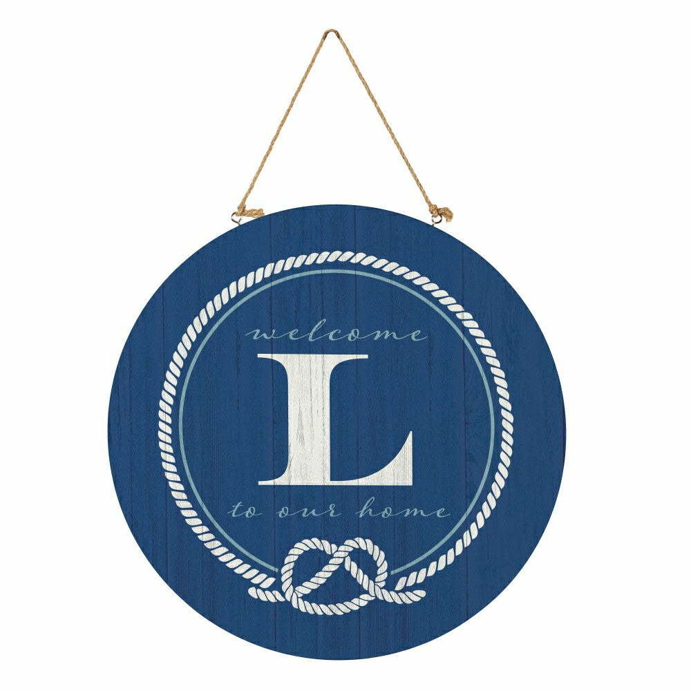 Plow & Hearth Coastal Door Décor Monogram Blue 18" L