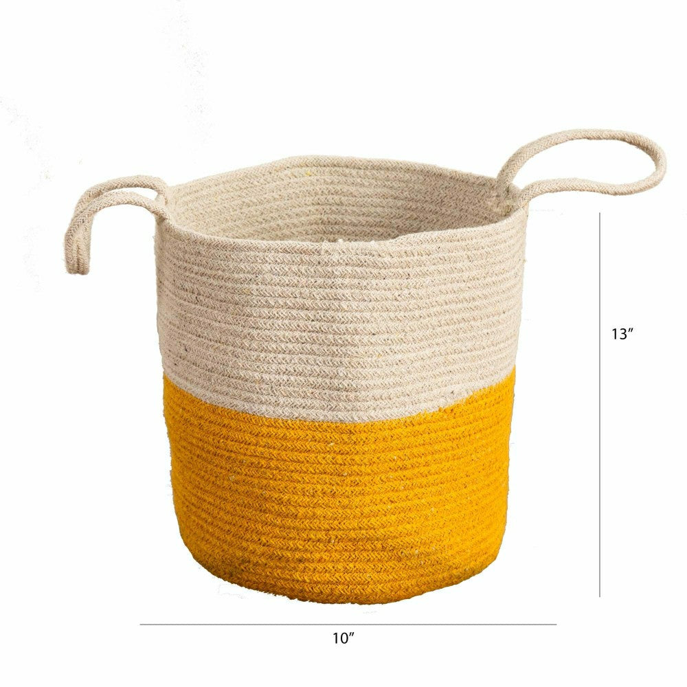 Plow & Hearth 12” Handmade Natural Cotton Woven Planter