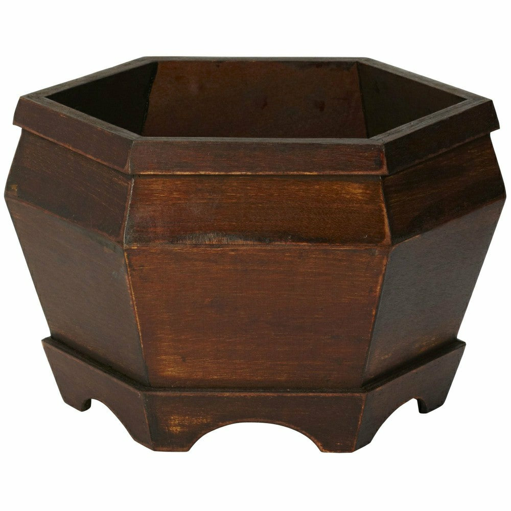 Plow & Hearth Wooden Hexagon Decorative Planter (Set of 3)