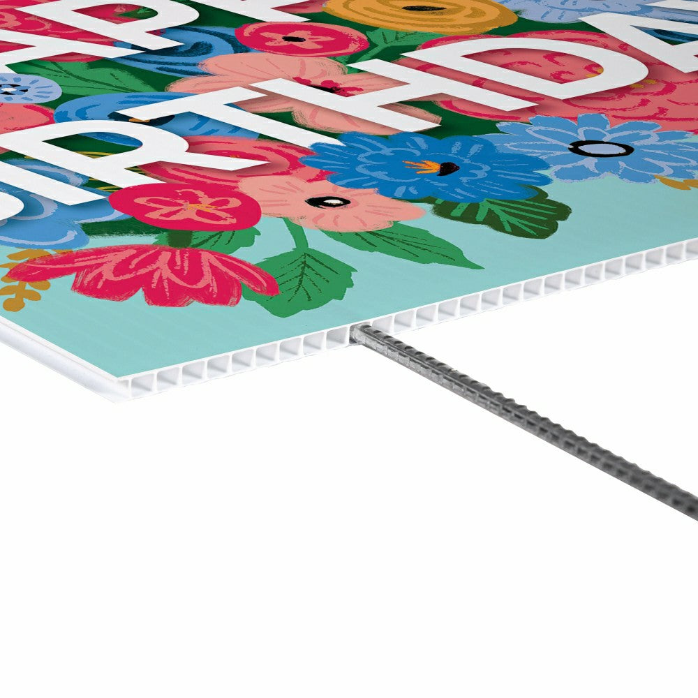 Plow & Hearth This Calls For Cake Yard Sign with H-Stake, "Happy Birthday", 24"x18"