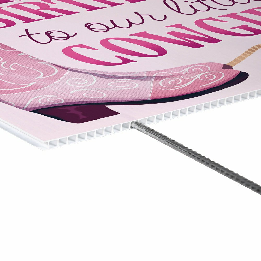 Plow & Hearth This Calls For Cake Yard Sign with H-Stake, "Happy Birthday to our lit