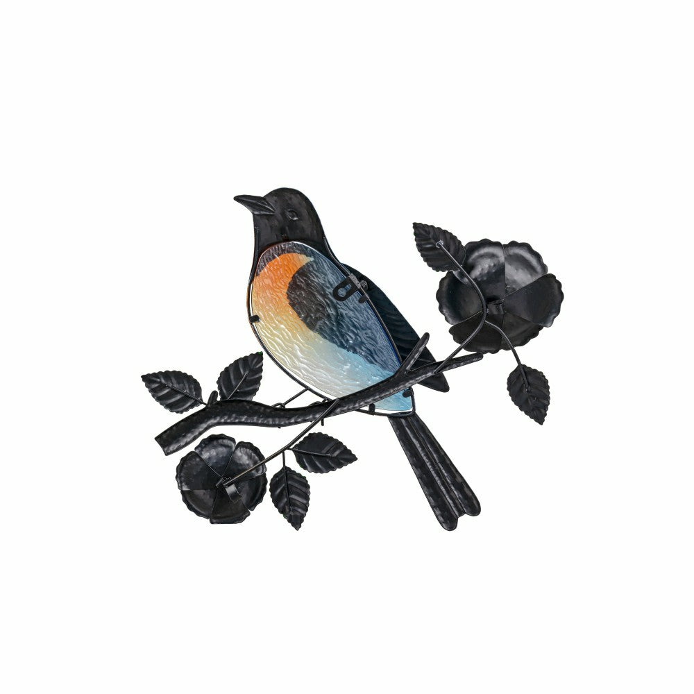 Plow & Hearth What She Shed Indoor Wall Decor, Metal & Glass, Bird on Branch Wall Ar