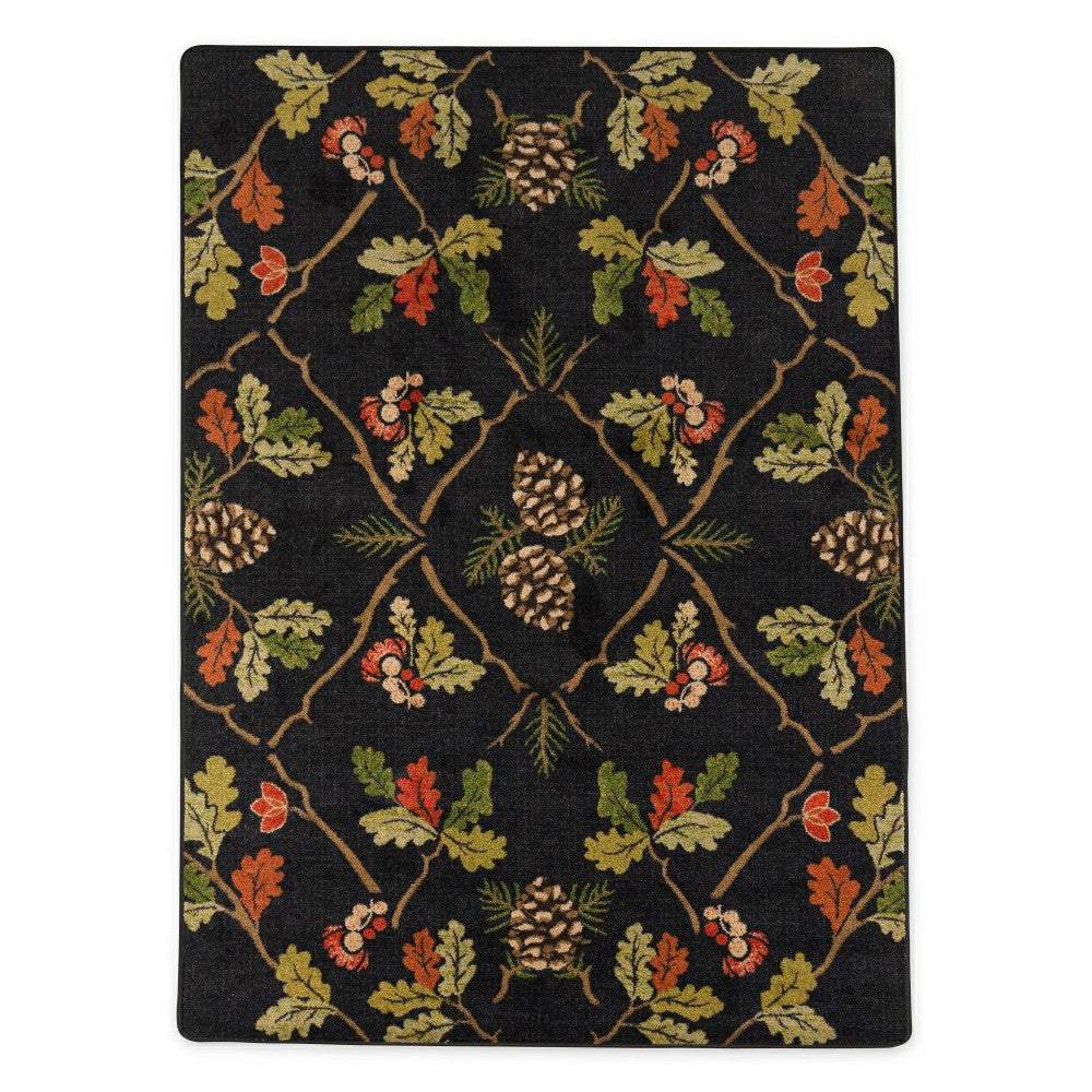Plow & Hearth Oakwood Pine Cone and Oak Leaf Rug, 5'4" x 7'8"