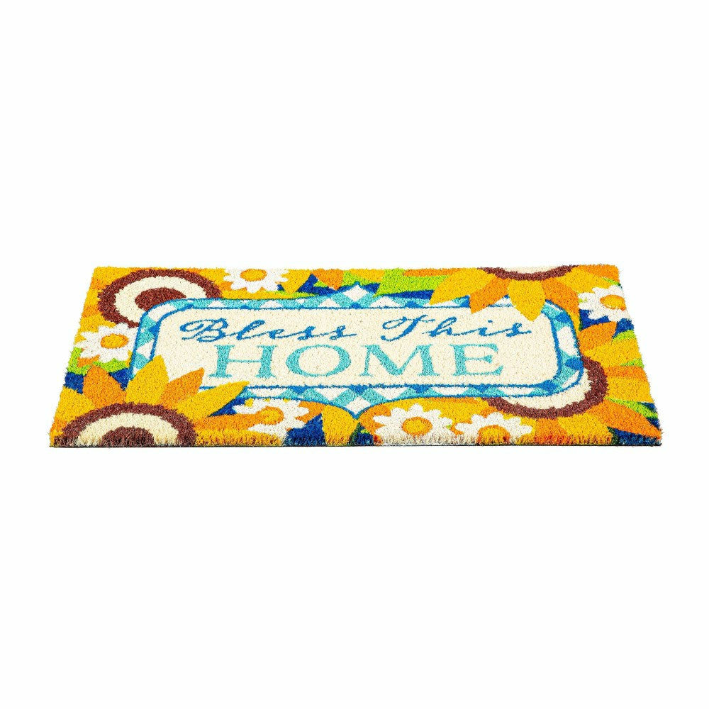 Plow & Hearth Bless this Home Sunflowers Coir Mat