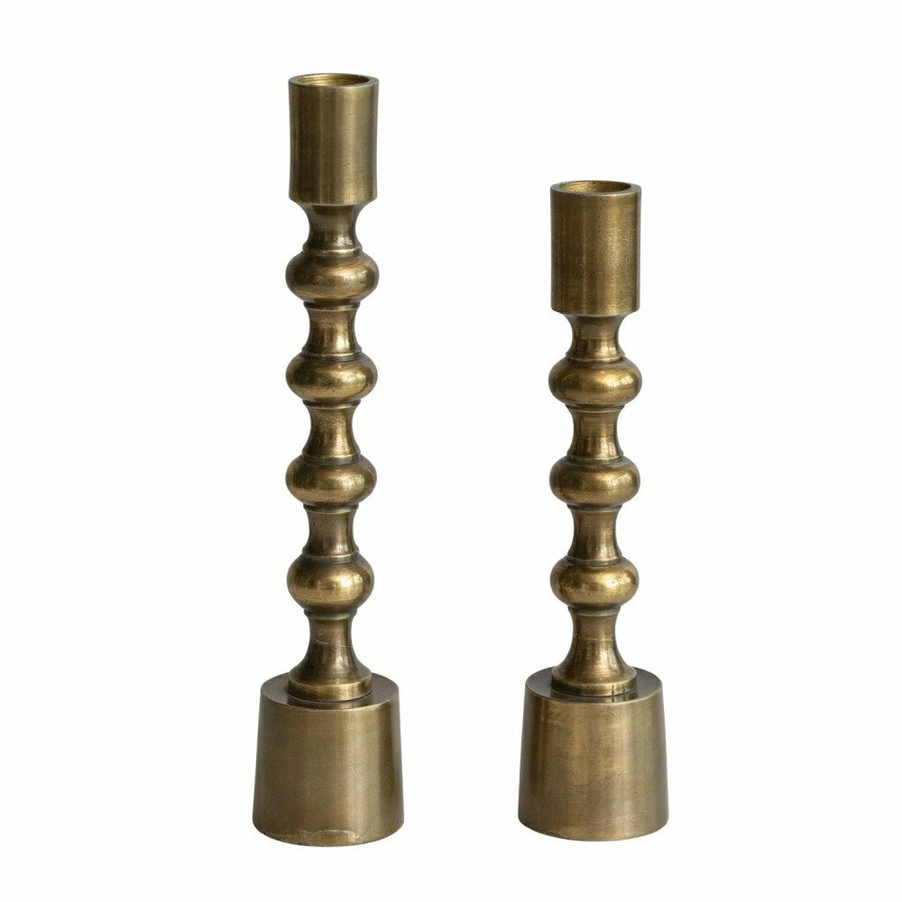 Plow & Hearth Taper Candle Holders, Antique Gold Finish, Set of 2
