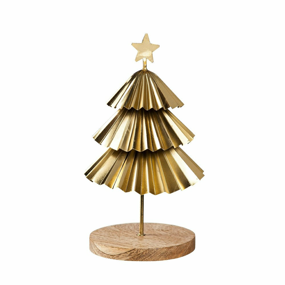 Plow & Hearth Gold Tiered Christmas Trees, Set of 2