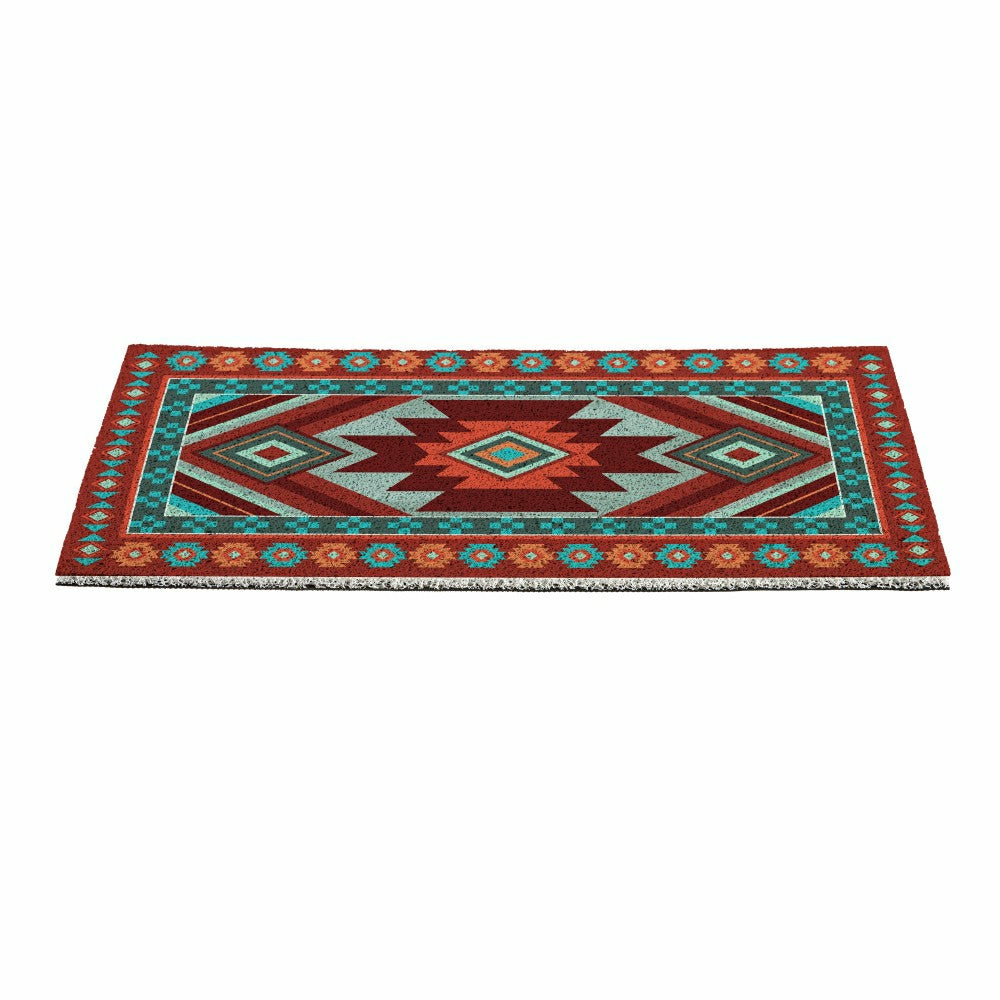 Plow & Hearth Southwest Pueblo PVC Trapper Mat, Aztec, 28"x16"