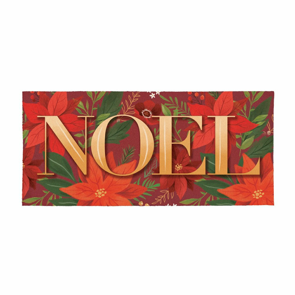 Plow & Hearth Flocked Coir Sassafras Switch Mat,"NOEL" 22"x10"