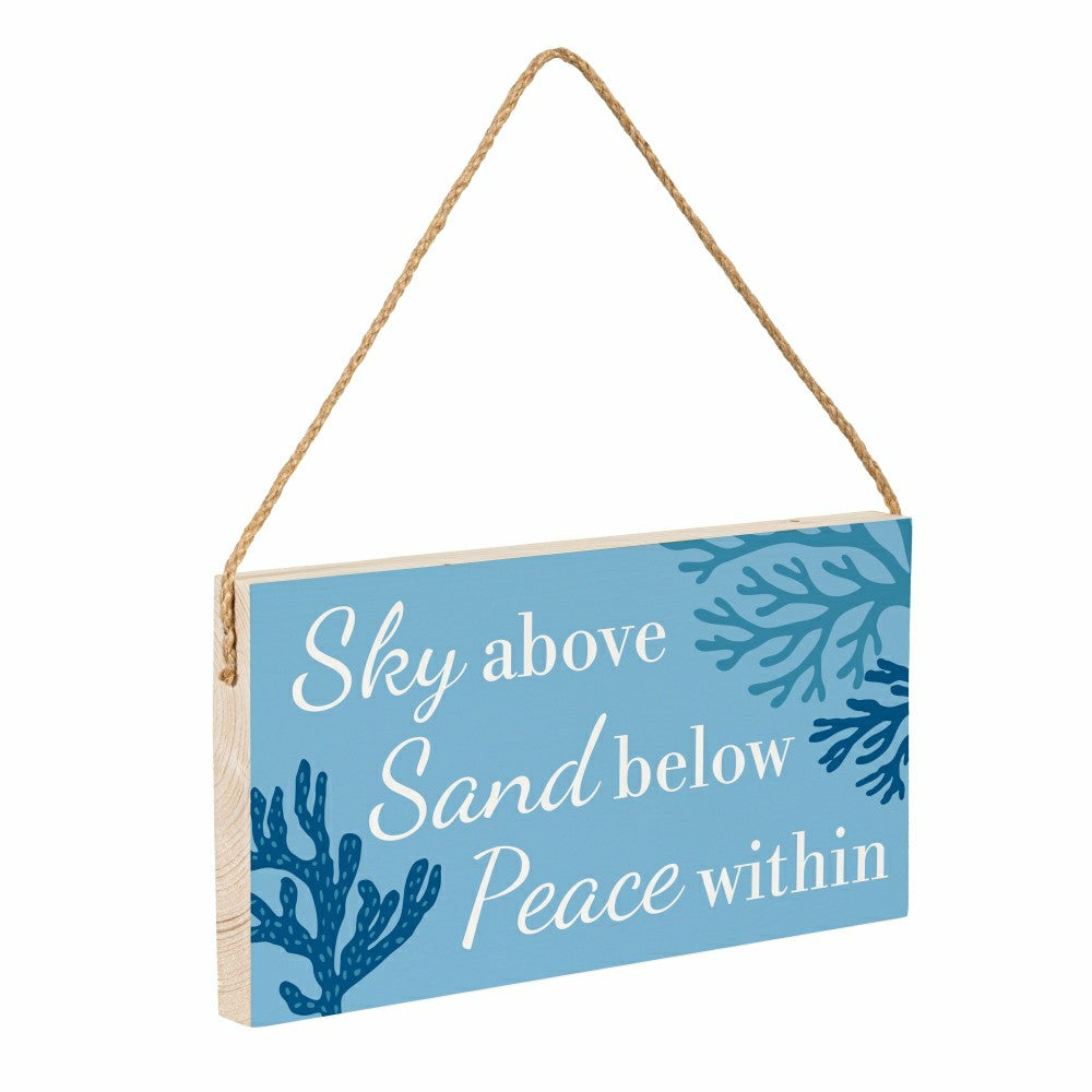 Plow & Hearth Southwest/Texas Blue Coastal Hanging Signs w/rope Landscape (11“x6”)