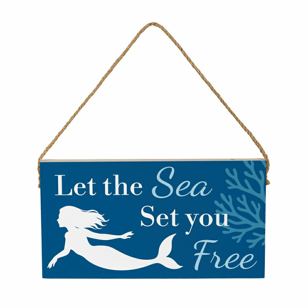 Plow & Hearth Southwest/Texas Blue Coastal Hanging Signs w/rope Landscape (11“x6”)