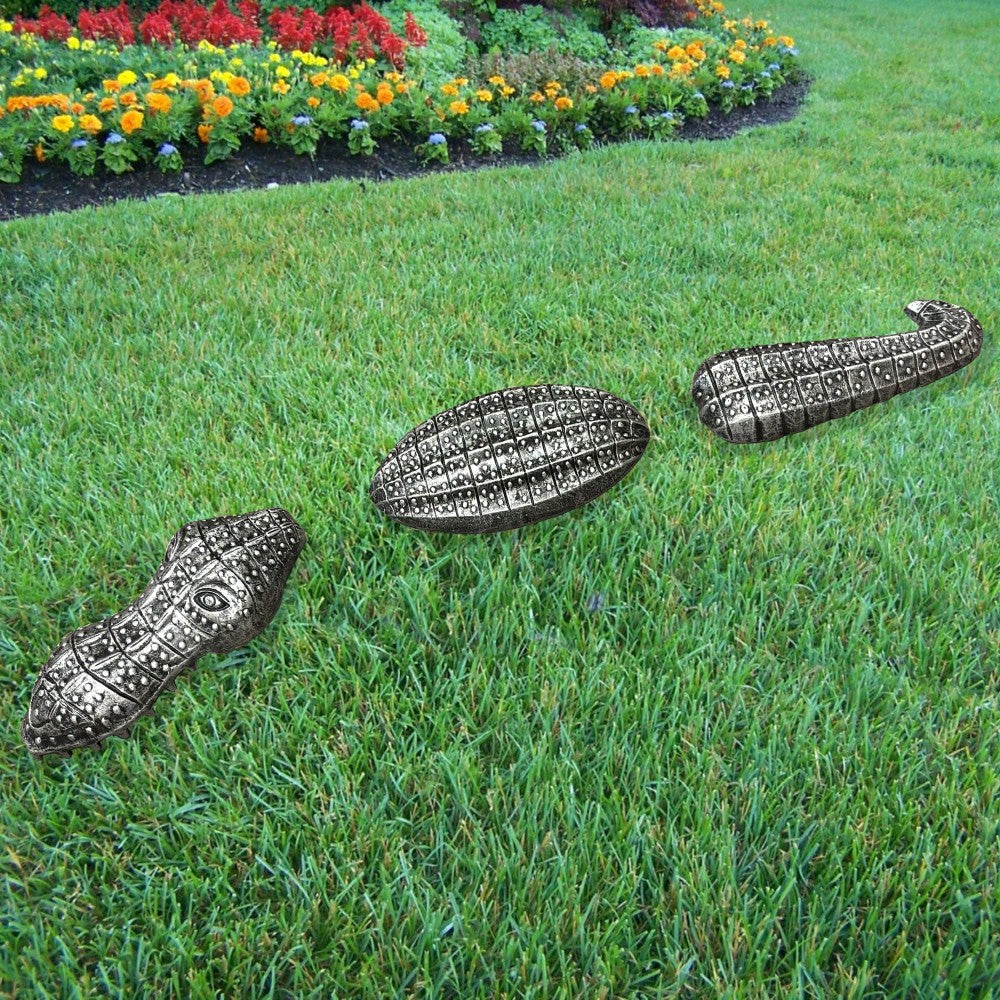 Plow & Hearth Antique Pewter Cast Aluminum Metal Garden Gator