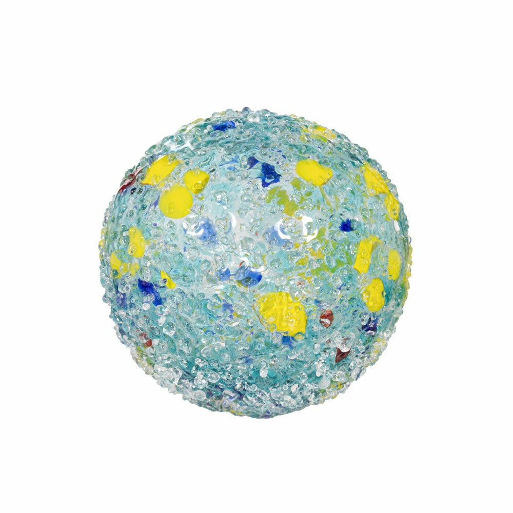 Plow & Hearth Art Glass Bee and Butterfly Ball, Aqua